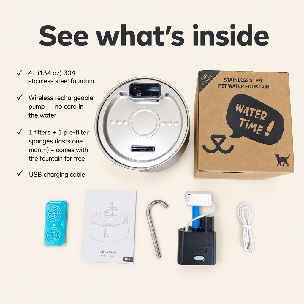 Sipfur 4L Wireless Pet Fountain