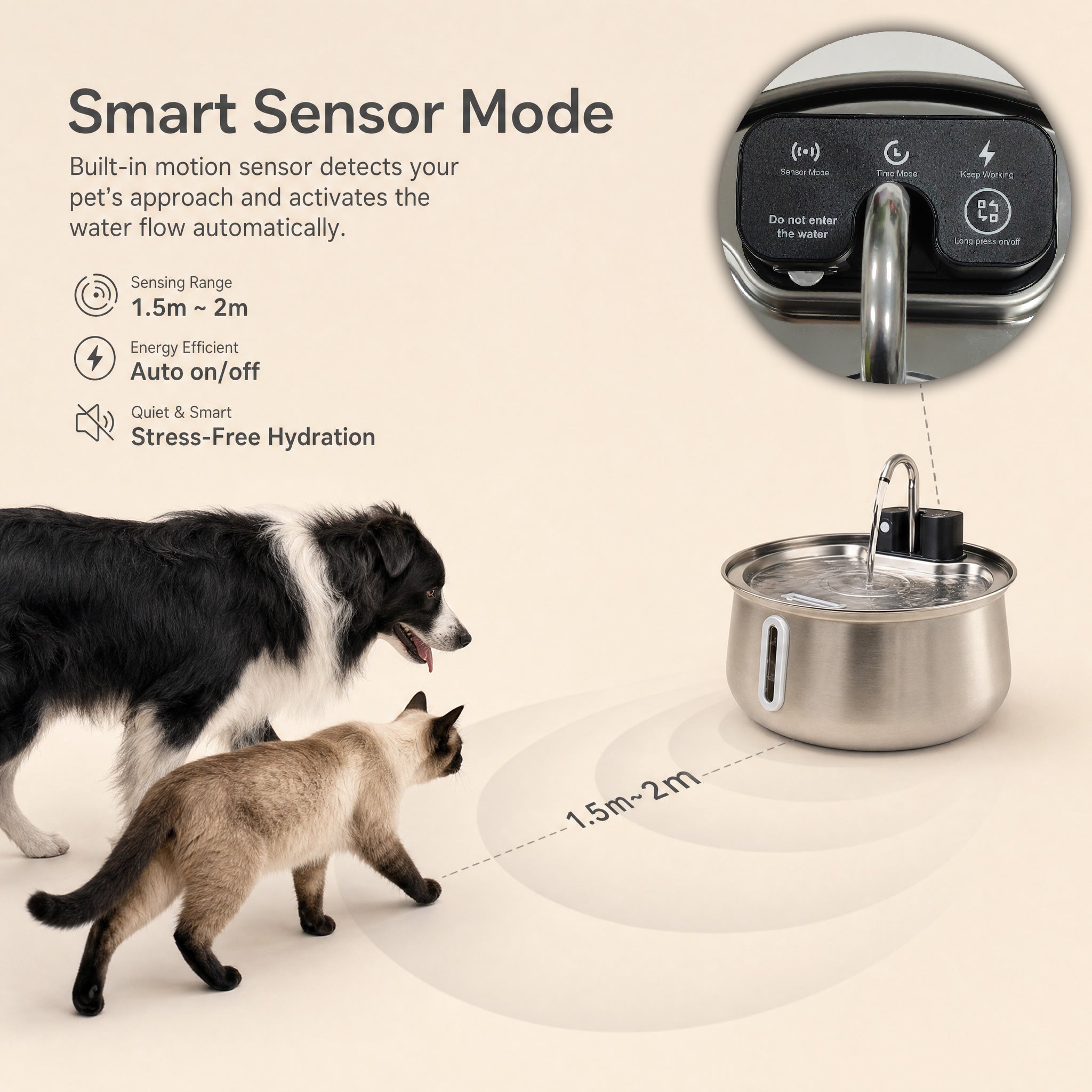 Sipfur 4L Wireless Pet Fountain